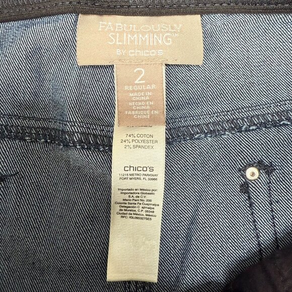Chicos Fabulously Slimming Womens Size 2 Blue Straight Leg Denim Jeans - Picture 3 of 10
